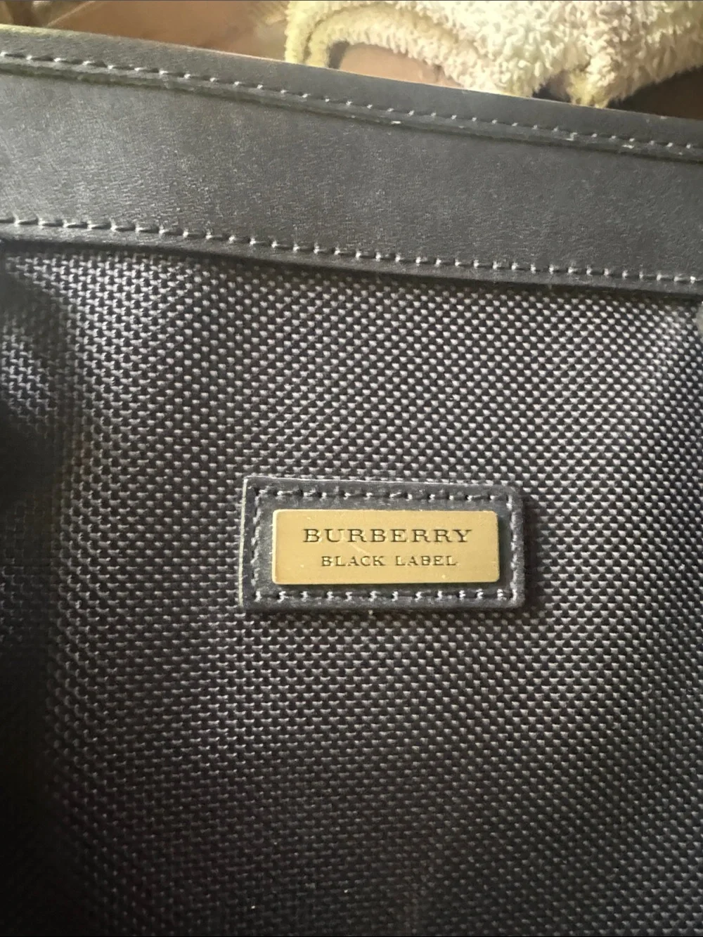 Authentic Burberry Black Label Nylon Briefcase with Gold-Tone Plaque